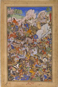 La bataille précédant la capture du fort de Bundi, Rajasthan, en 1577 - Tulsi Kalan