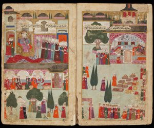 Le couronnement du sultan ottoman Mehmet III (1566-1603) au palais Topkapi, en 1595 - Turkish School