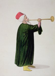 Trompettiste officiel de la fanfare militaire des janissaires, période ottomane, troisième quart du XVIIIe siècle - Turkish School