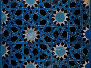 Panneau en faïence décoré de motifs géométriques de Konya, Turquie, civilisation seldjoukide - Turkish School