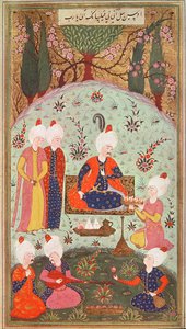 TSM H.804 & H.806 Le prince héritier célébrant la victoire avec un repas dans le jardin, 1534 - Turkish School