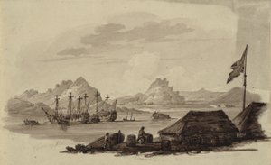 Canonnières britanniques et bateaux œufs Tanka à Whampoa, Canton, un mouillage en eau profonde sur la côte chinoise - Ubekendt
