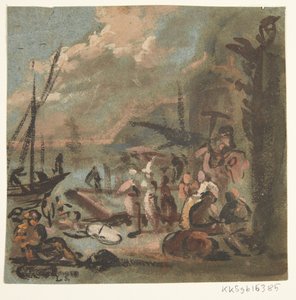 Scène de figures sur la côte