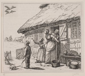 Illustration pour "La cigogne est arrivée", poème de Gotfred Rode - Ubekendt