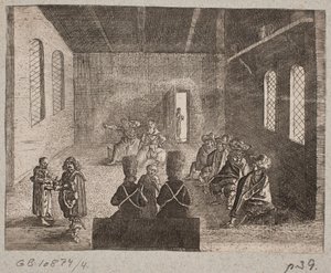 Intérieur avec des Russes et un groupe d
