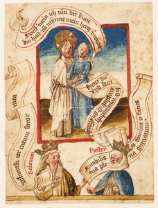 Christ embrassant une femme (personnifiant les croyants?) En bas "Salomon" et "Hester" - Ubekendt