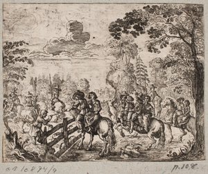 Scène de forêt avec cavaliers - Ubekendt