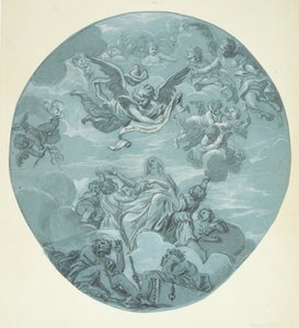 Une Sainte Femme sur des Nuages, Entourée de Putti, au-dessus d