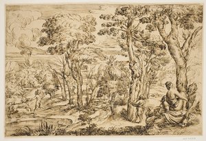 Paysage avec nymphes et satyres