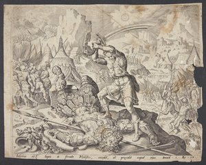 Abner présentant la tête de Goliath à David pour Saül