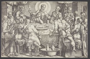 Le Christ prédisant la trahison de Judas Iscariot lors de la dernière cène - Ubekendt efter Maarten van Heemskerck
