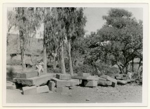 Vestiges de plates-formes en pierre, également connues sous le nom de trônes royaux, Axum, Éthiopie, photographie d