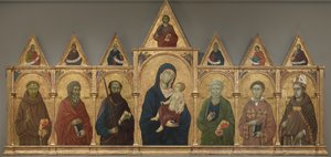 Vierge et Enfant avec Saints François, André, Paul, Pierre, Étienne et Louis de Toulouse, c.1317-21