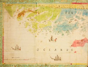 Carte de la collection de cartes de la Bibliothèque nationale. La carte a été dessinée à la main et montre Trøndelag, Nordland, Troms, la côte, carte marine - Ukjent tegner