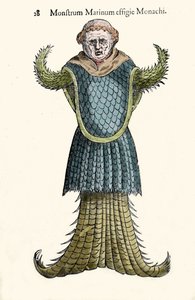 Le moine de mer, poisson imaginaire et monstre marin par Ulisse Aldrovandi (1522-1605), "Monstrorum Historiae", Bologne 1642 - Ulisse Aldrovandi