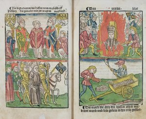Jan Hus brûlé sur le bûcher au Concile de Constance, de 