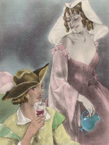 Brunelleschi illustration for Contes et Nouvelles de La Fontaine (colour litho) - Umberto (after) Brunelleschi