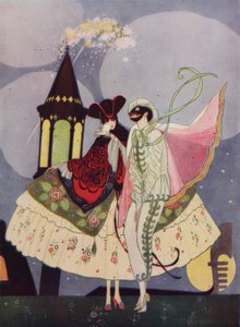 Deux masques vénitiens et une gondole dans l