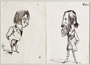 Caricatures (encre de Chine sur papier) - Umberto Tirelli