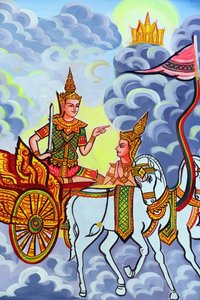 20151029, Vientiane, Laos : Temple bouddhiste Wat Si Muang (Simuong). Peinture représentant l