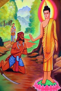20151029, Vientiane, Laos : Temple bouddhiste Wat Si Muang (Simuong). Peinture représentant l
