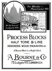 Publicité pour A. Bourne & Co. - Process Blocks, 1919