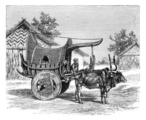 Un chariot birman, Birmanie Myanmar, 1895
