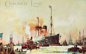 Un paquebot Cunard entre dans la rivière Nord, New York, USA, vers 1900 - Unbekannt