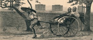 Un Jinriksha, ou voiture à main chinoise, vers 1883