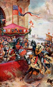 Un tournoi sur le pont de Londres, 1390, vers 1920