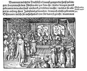 Un repas du tsar de Die Moskouitische Chronica par S. Herberstein, 1579 - Unbekannt