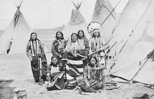 Un chef amérindien et des squaws, 1912