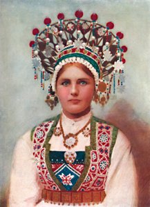 Une fille norvégienne en robe de mariée, 1912