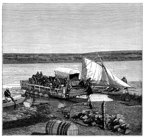 Un ferry sur la rivière Vaal, Transvaal, Afrique du Sud, vers 1890 - Unbekannt