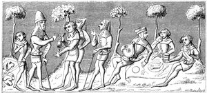 Une partie de chasse se rassemble, 1849 - Unbekannt