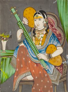 Une dame jouant de la vina, 19e siècle - Unbekannt
