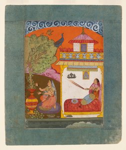 Une dame cueillant des feuilles, illustrant le mode musical Gunakali Ragini, vers 1675 - Unbekannt
