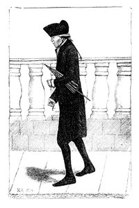 Un homme marchant avec un parapluie sous le bras, 1784