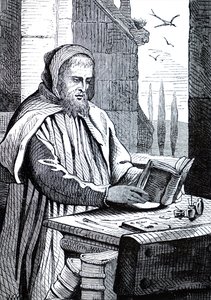 Un moine illuminant un manuscrit - Unbekannt