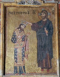 Mosaïque de Christ couronnant Roger II, 12e siècle - Unbekannt