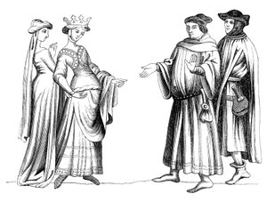 Une noble femme, servante et membre de la bourgeoisie, 14ème siècle 1849 - Unbekannt
