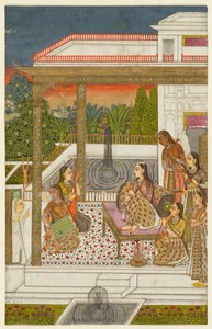 Une princesse avec des servantes sur une terrasse, vers 1720-1730 - Unbekannt