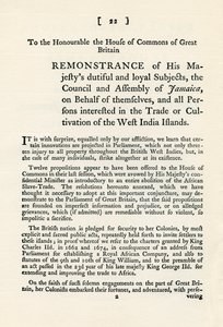 Une remontrance sur le sujet de la traite des esclaves, 1789