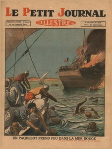 Un navire prend feu en mer Rouge, 1930 - Unbekannt