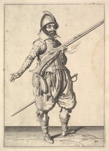 Un soldat en garde libérant sa main droite, de la série Marksmen, planche 37, dans Wapenhandeli... - Unbekannt