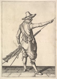 Un soldat tirant la baguette de son support, de la série des Mousquetaires, planche 25, dans Wap... - Unbekannt
