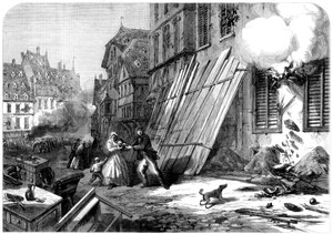 Une rue à Strasbourg pendant le siège et le bombardement, guerre franco-prussienne, 1870 - Unbekannt