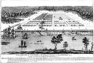 Vue de la ville de Savannah, dans la colonie de Géorgie, Caroline du Sud, 1741, vers 1880 - Unbekannt