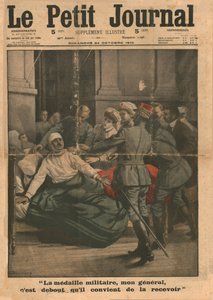 Un homme blessé tente de se lever pour recevoir sa médaille, 1915