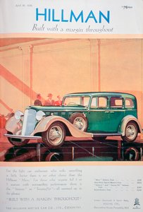 Publicité pour les voitures Hillman, 1935 - Unbekannt